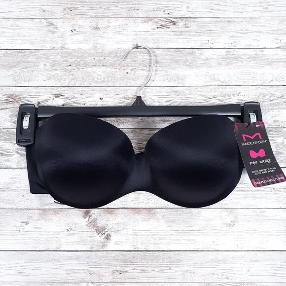 Maidenform Extra Coverage Strapless Multiway Bra 34C Smooth Black 418A - Picture 1 of 6